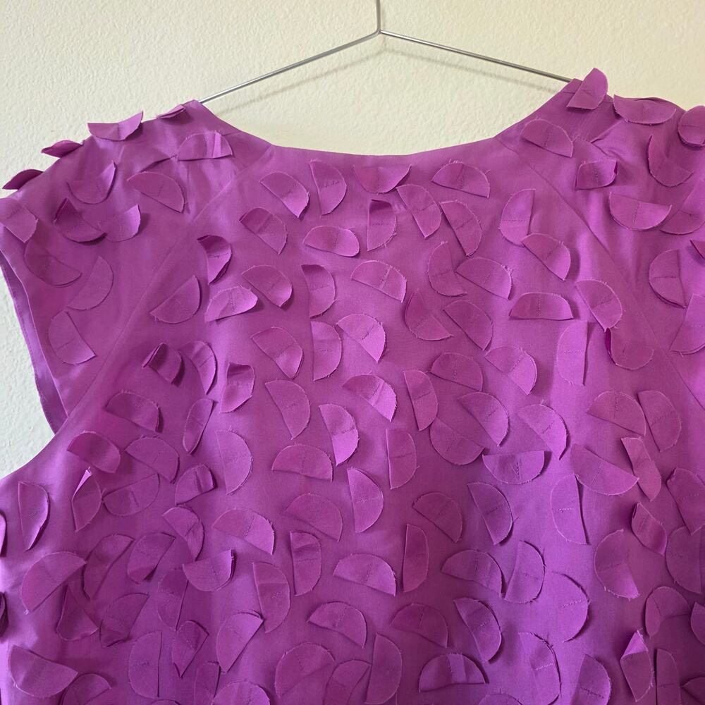 Talbots Silk Sleeveless Top Textured Petal Appliqué Fuchsia Pink Women Size 14 - Picture 6 of 10